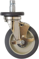 Eagle MHC - 5" Diam x 1-1/4" Wide x 8-1/4" OAH Stem Mount Swivel Caster with Brake - Polyurethane, 300 Lb Capacity, Plain Bearing, 1" Round Stem - USA Tool & Supply