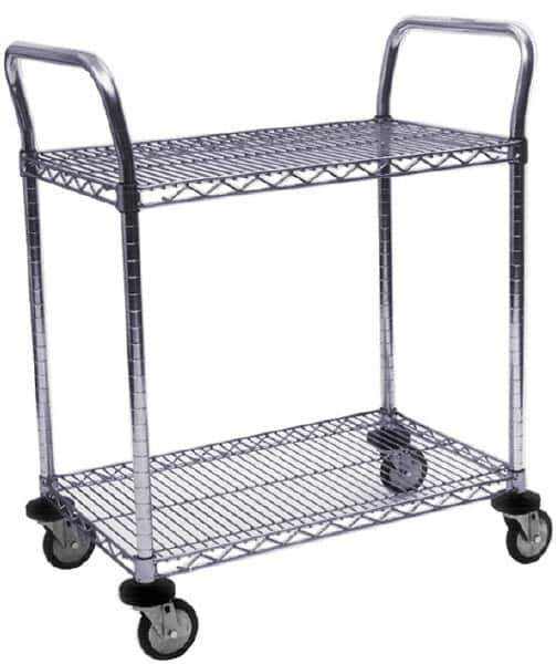 Value Collection - 800 Lb Capacity, 24" Wide x 36" Long x 39" High Wire Cart - 2 Shelf, Steel, Swivel Casters - USA Tool & Supply