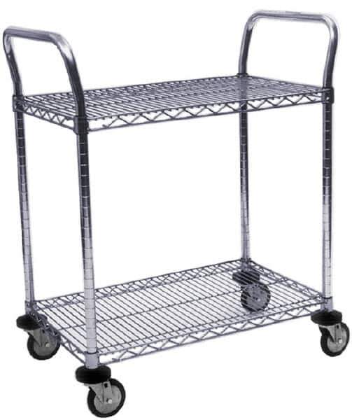 Value Collection - 800 Lb Capacity, 24" Wide x 42" Long x 39" High Wire Cart - 2 Shelf, Steel, Swivel Casters - USA Tool & Supply