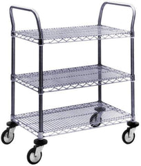 Value Collection - 800 Lb Capacity, 18" Wide x 42" Long x 39" High Wire Cart - 3 Shelf, Steel, Swivel Casters - USA Tool & Supply