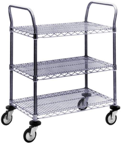 Value Collection - 800 Lb Capacity, 18" Wide x 48" Long x 39" High Wire Cart - 3 Shelf, Steel, Swivel Casters - USA Tool & Supply