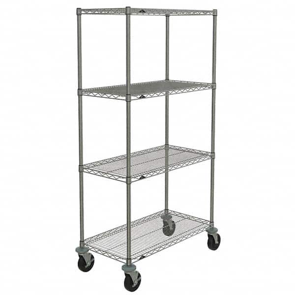 Metro - 600 Lb Capacity 4 Shelf Mobile Wire Shelving Unit - Add-On Unit - USA Tool & Supply