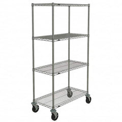 Metro - 600 Lb Capacity 4 Shelf Mobile Wire Shelving Unit - Add-On Unit - USA Tool & Supply