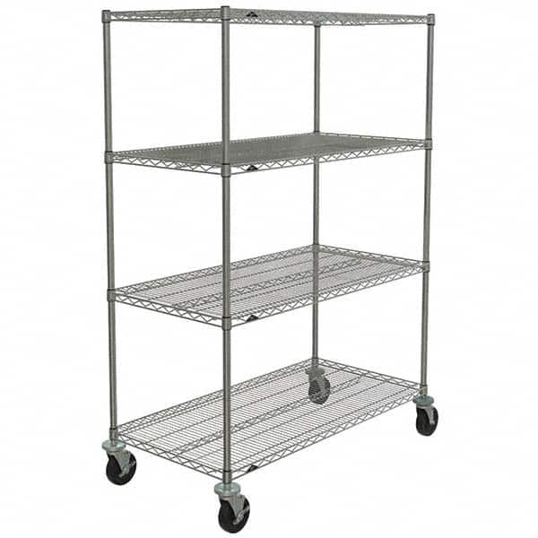 Metro - 600 Lb Capacity 4 Shelf Mobile Wire Shelving Unit - Add-On Unit - USA Tool & Supply