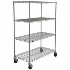 Metro - 600 Lb Capacity 4 Shelf Mobile Wire Shelving Unit - Add-On Unit - USA Tool & Supply