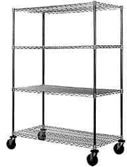 Value Collection - 600 Lb Capacity, 4 Shelf, Rubber Wire Stem Caster Truck - 72" Long x 18" Wide x 79" High, 5" Diam Wheels - USA Tool & Supply