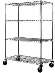 Value Collection - 800 Lb Capacity, 4 Shelf, Rubber Wire Stem Caster Truck - 30" Long x 18" Wide x 79" High, 5" Diam Wheels - USA Tool & Supply