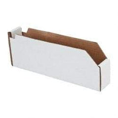 Made in USA - 12" Deep, White Corrugated Cardboard Hopper Shelf Bin - 4" High x 2" Wide x 12" Long - USA Tool & Supply