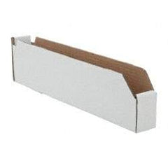 Made in USA - 18" Deep, White Corrugated Cardboard Hopper Shelf Bin - 4" High x 2" Wide x 18" Long - USA Tool & Supply