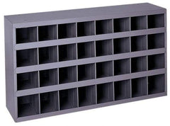 Durham - 32 Bin Bin Shelving Unit with Openings - 33-3/4 Inch Overall Width x 8-1/2 Inch Overall Depth x 19-1/4 Inch Overall Height, Gray Steel Bins - USA Tool & Supply