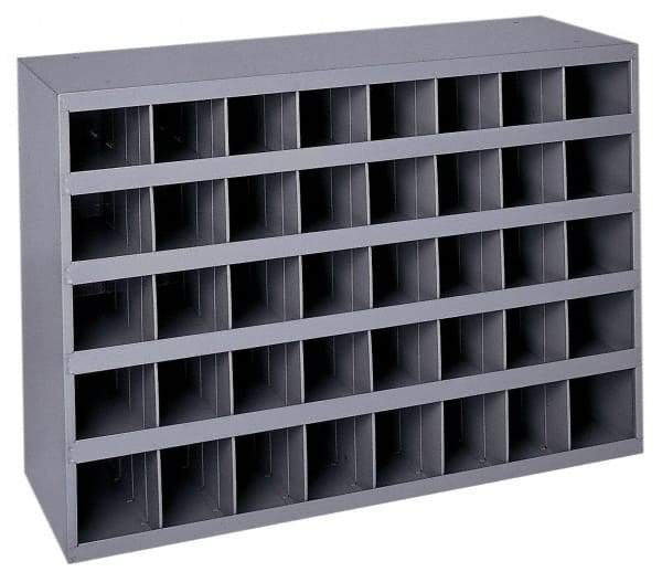 Durham - 40 Bin Bin Shelving Unit with Openings - 33-3/4 Inch Overall Width x 8-1/2 Inch Overall Depth x 22-1/4 Inch Overall Height, Gray Steel Bins - USA Tool & Supply