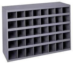 Durham - 40 Bin Bin Shelving Unit with Openings - 33-3/4 Inch Overall Width x 8-1/2 Inch Overall Depth x 22-1/4 Inch Overall Height, Gray Steel Bins - USA Tool & Supply