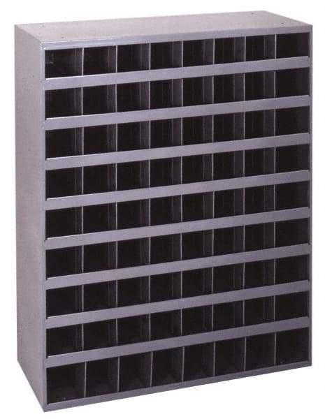 Durham - 72 Bin Bin Shelving Unit with Openings - 33-3/4 Inch Overall Width x 8-1/2 Inch Overall Depth x 42 Inch Overall Height, Gray Steel Bins - USA Tool & Supply