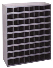 Durham - 72 Bin Bin Shelving Unit with Openings - 33-3/4 Inch Overall Width x 8-1/2 Inch Overall Depth x 42 Inch Overall Height, Gray Steel Bins - USA Tool & Supply