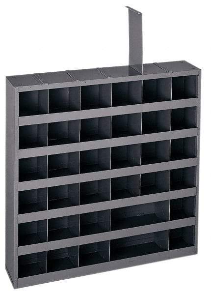 Durham - 36 Bin Bin Shelving Unit with Removable Dividers - 23-3/4 Inch Overall Width x 4-3/4 Inch Overall Depth x 23-3/4 Inch Overall Height, Gray Steel Bins - USA Tool & Supply