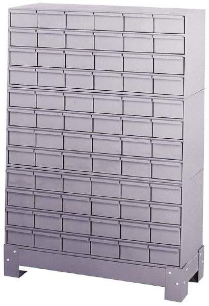 Durham - 72 Bin Bin Shelving Unit with Drawers - 34-1/8 Inch Overall Width x 12-1/4 Inch Overall Depth x 48-1/8 Inch Overall Height, Gray Steel Bins - USA Tool & Supply