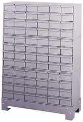 Durham - 72 Bin Bin Shelving Unit with Drawers - 34-1/8 Inch Overall Width x 12-1/4 Inch Overall Depth x 48-1/8 Inch Overall Height, Gray Steel Bins - USA Tool & Supply