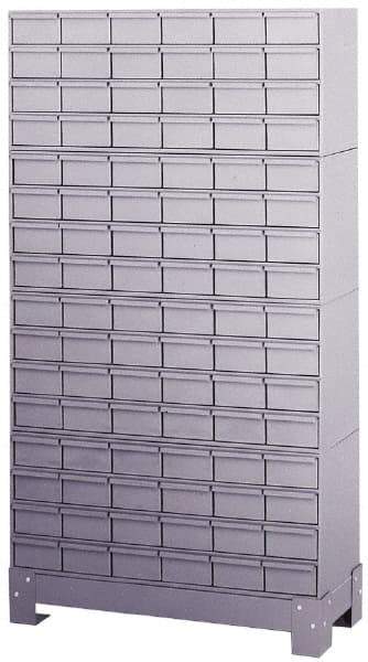Durham - 96 Bin Bin Shelving Unit with Drawers - 34-1/8 Inch Overall Width x 12-1/4 Inch Overall Depth x 62-1/2 Inch Overall Height, Gray Steel Bins - USA Tool & Supply