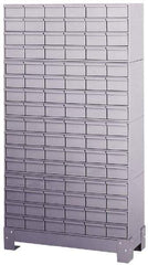 Durham - 96 Bin Bin Shelving Unit with Drawers - 34-1/8 Inch Overall Width x 12-1/4 Inch Overall Depth x 62-1/2 Inch Overall Height, Gray Steel Bins - USA Tool & Supply