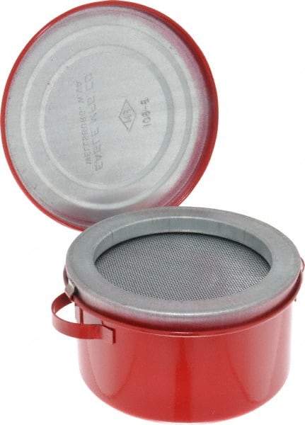 Eagle - 1 Quart Capacity, Coated Steel, Red Bench Can - 3-5/8 Inch High x 6-1/4 Inch Diameter, 2-1/2 Inch Dasher Diameter - USA Tool & Supply