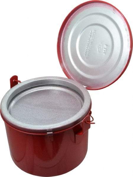 Eagle - 4 Quart Capacity, Coated Steel, Red Bench Can - 6-1/2 Inch High x 8 Inch Diameter, 2-1/2 Inch Dasher Diameter - USA Tool & Supply