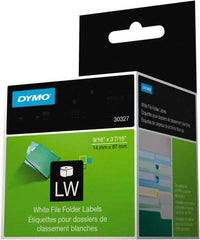 Dymo - 9/16" Wide x 3-7/16" Long, White File Folder Label - For DYMO LabelWriter Printers - USA Tool & Supply