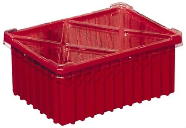 Akro-Mils - 0.16 Cu Ft, 25 Lb Load Capacity Red Polypropylene Dividable Container - Stacking, 10.9" Long x 8.3" Wide x 5" High - USA Tool & Supply