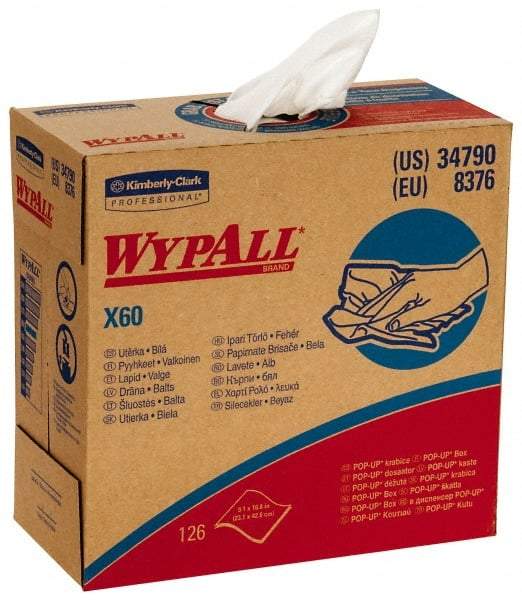 WypAll - Dry Shop Towel/Industrial Wipes - Pop-Up, 16-3/4" x 9" Sheet Size, White - USA Tool & Supply