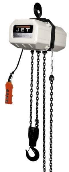Jet - 1,100 Lb Capacity, 28 FPM Lift Speed, Electric Chain Hoist - 10' Max Lift, 19" Min Headroom - USA Tool & Supply