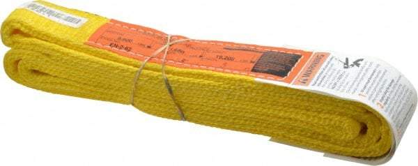 Made in USA - 3' Long x 2" Wide, 9,600 Lb Basket Capacity, 9,600 Lb Vertical Capacity, 2 Ply, Nylon Web Sling - 7,680 Lb Choker Capacity - USA Tool & Supply