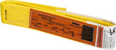 Made in USA - 3' Long x 2" Wide, 2,550 Lb Basket Capacity, 2,550 Lb Vertical Capacity, 1 Ply, Polyester Web Sling - 2,040 Lb Choker Capacity - USA Tool & Supply
