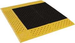 Notrax - 3' Long, Dry/Wet Environment, Anti-Fatigue Matting - Black with Yellow Borders, Vinyl with Vinyl Base, Beveled on 3 Sides - USA Tool & Supply