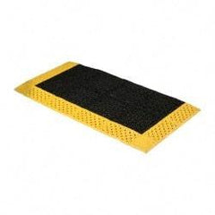 Notrax - 5' Long, Dry/Wet Environment, Anti-Fatigue Matting - Black with Yellow Borders, Vinyl with Vinyl Base, Beveled on 3 Sides - USA Tool & Supply