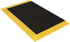 Notrax - 6' Long, Dry/Wet Environment, Anti-Fatigue Matting - Black with Yellow Borders, Vinyl with Vinyl Base, Beveled on 3 Sides - USA Tool & Supply