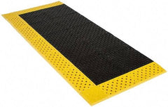 Notrax - 6' Long, Dry/Wet Environment, Anti-Fatigue Matting - Black with Yellow Borders, Vinyl with Vinyl Base, Beveled on 3 Sides - USA Tool & Supply