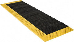 Notrax - 8' Long, Dry/Wet Environment, Anti-Fatigue Matting - Black with Yellow Borders, Vinyl with Vinyl Base, Beveled on 3 Sides - USA Tool & Supply