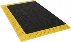 Notrax - 6' Long, Dry/Wet Environment, Anti-Fatigue Matting - Black with Yellow Borders, Vinyl with Vinyl Base, Beveled on 3 Sides - USA Tool & Supply