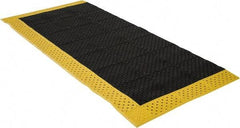 Notrax - 8' Long, Dry/Wet Environment, Anti-Fatigue Matting - Black with Yellow Borders, Vinyl with Vinyl Base, Beveled on 3 Sides - USA Tool & Supply