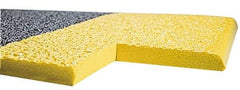 Wearwell - 60' Long x 4' Wide, Dry Environment, Anti-Fatigue Matting - Black with Yellow Borders, Urethane with Vinyl Sponge Base, Rounded on 4 Sides - USA Tool & Supply