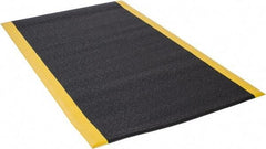 Wearwell - 5' Long x 3' Wide, Dry Environment, Anti-Fatigue Matting - Black with Yellow Borders, Urethane with Vinyl Sponge Base, Rounded on 4 Sides - USA Tool & Supply