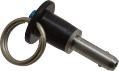 Jergens - 1/4" Diam, 1/2" Usable Length, Button Handle, Push Button Quick Release Pin - 1-3/4" Overall Length, Grade 17-4 Stainless Steel, Passivated Finish - USA Tool & Supply