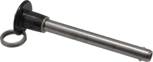 Jergens - 3/8" Diam, 3" Usable Length, Button Handle, Push Button Quick Release Pin - 4-1/2" OAL, Grade 17-4 Stainless Steel, Passivated Finish - USA Tool & Supply