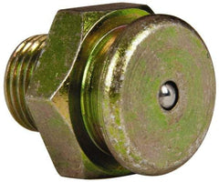 Value Collection - Straight Head Angle, 1/8 NPT Steel Button-Head Grease Fitting - 15.88mm Hex - USA Tool & Supply