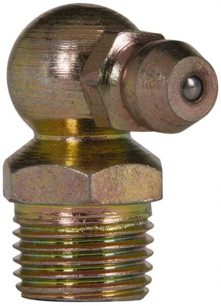 Value Collection - 90° Head Angle, 1/8 NPT Steel Standard Grease Fitting - 11.11mm Hex - USA Tool & Supply