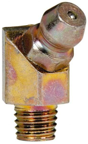 Value Collection - 45° Head Angle, 1/4-28 Steel Standard Grease Fitting - 9.53mm Hex - USA Tool & Supply