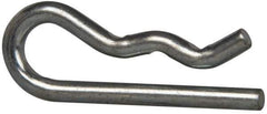 Value Collection - 1/4 to 1/2" Shaft Diam, 1-1/8" Long, 0.093" Wire Diam, Hair Pin Cotter - MB Grade 2 Spring Steel, Zinc-Plated Finish - USA Tool & Supply