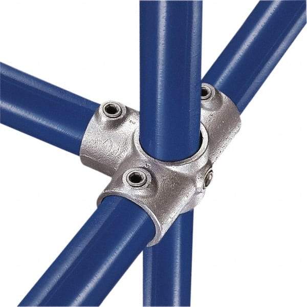 Kee - 2" Pipe, Side Outlet Tee, Side Outlet Cross, Malleable Iron Cross Pipe Rail Fitting - Galvanized Finish - USA Tool & Supply