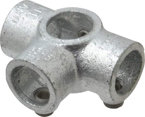 Kee - 3/4" Pipe, Side Outlet Tee, Side Outlet Cross, Malleable Iron Cross Pipe Rail Fitting - Galvanized Finish - USA Tool & Supply