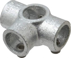 Kee - 3/4" Pipe, Side Outlet Tee, Side Outlet Cross, Malleable Iron Cross Pipe Rail Fitting - Galvanized Finish - USA Tool & Supply