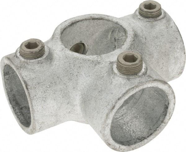 Kee - 1-1/4" Pipe, Side Outlet Tee, Malleable Iron Tee Pipe Rail Fitting - Galvanized Finish - USA Tool & Supply
